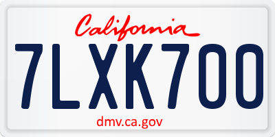 CA license plate 7LXK700