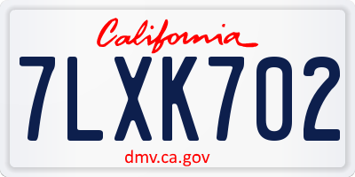 CA license plate 7LXK702