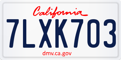 CA license plate 7LXK703