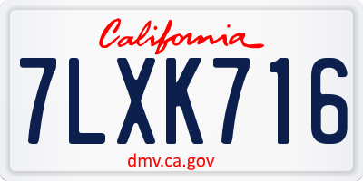 CA license plate 7LXK716