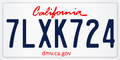 CA license plate 7LXK724