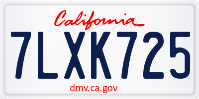 CA license plate 7LXK725