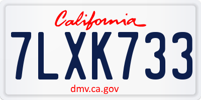 CA license plate 7LXK733