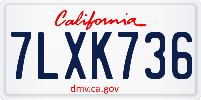 CA license plate 7LXK736