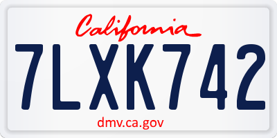 CA license plate 7LXK742