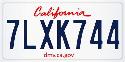 CA license plate 7LXK744
