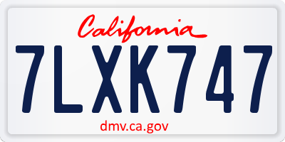 CA license plate 7LXK747