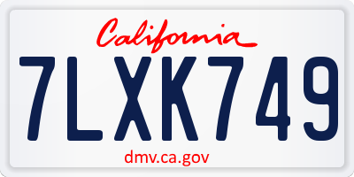 CA license plate 7LXK749