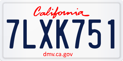 CA license plate 7LXK751