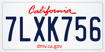CA license plate 7LXK756