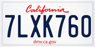 CA license plate 7LXK760