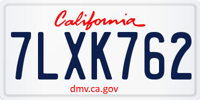 CA license plate 7LXK762