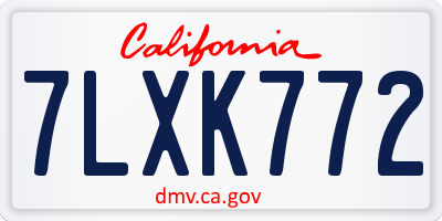 CA license plate 7LXK772