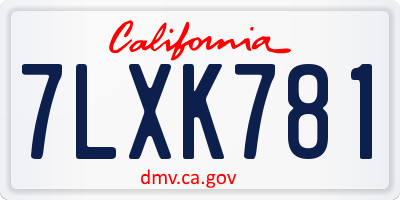 CA license plate 7LXK781