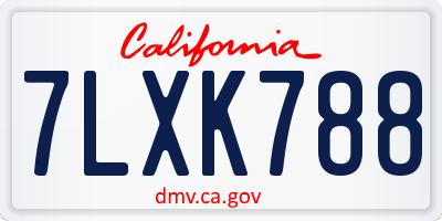 CA license plate 7LXK788