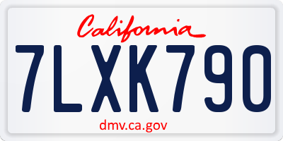 CA license plate 7LXK790
