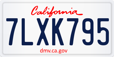 CA license plate 7LXK795