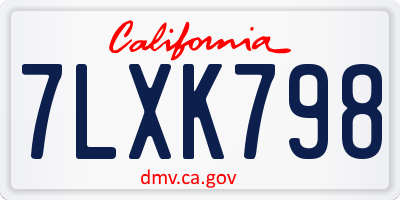 CA license plate 7LXK798
