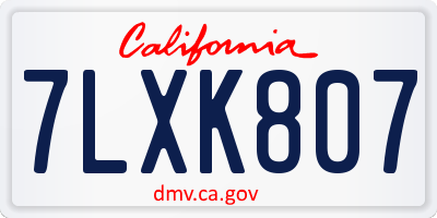 CA license plate 7LXK807