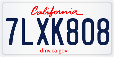 CA license plate 7LXK808