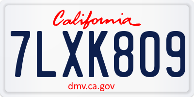 CA license plate 7LXK809