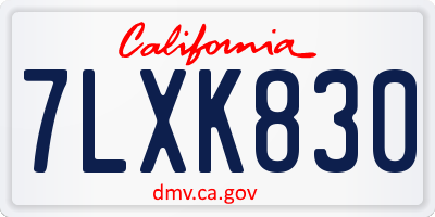 CA license plate 7LXK830