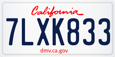 CA license plate 7LXK833