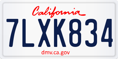 CA license plate 7LXK834