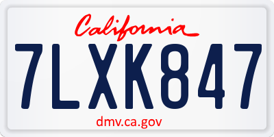 CA license plate 7LXK847