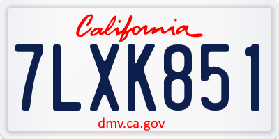 CA license plate 7LXK851