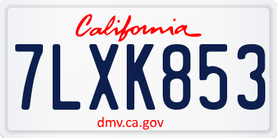 CA license plate 7LXK853