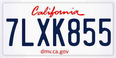 CA license plate 7LXK855
