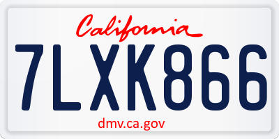 CA license plate 7LXK866
