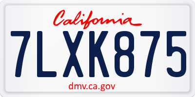 CA license plate 7LXK875