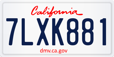 CA license plate 7LXK881