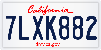 CA license plate 7LXK882