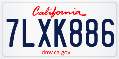 CA license plate 7LXK886