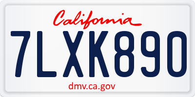 CA license plate 7LXK890