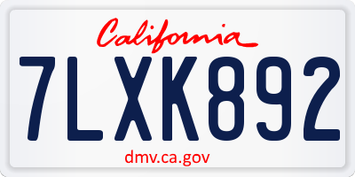 CA license plate 7LXK892