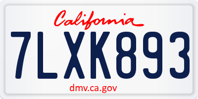 CA license plate 7LXK893