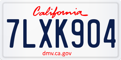 CA license plate 7LXK904