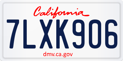CA license plate 7LXK906