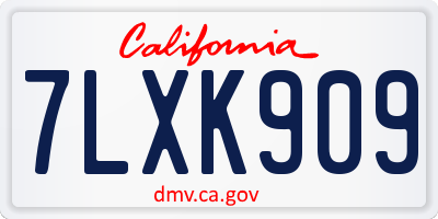 CA license plate 7LXK909