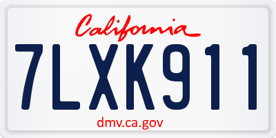 CA license plate 7LXK911