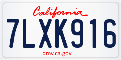CA license plate 7LXK916