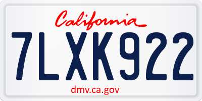 CA license plate 7LXK922