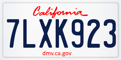 CA license plate 7LXK923