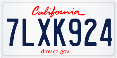 CA license plate 7LXK924