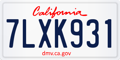 CA license plate 7LXK931