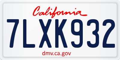 CA license plate 7LXK932
